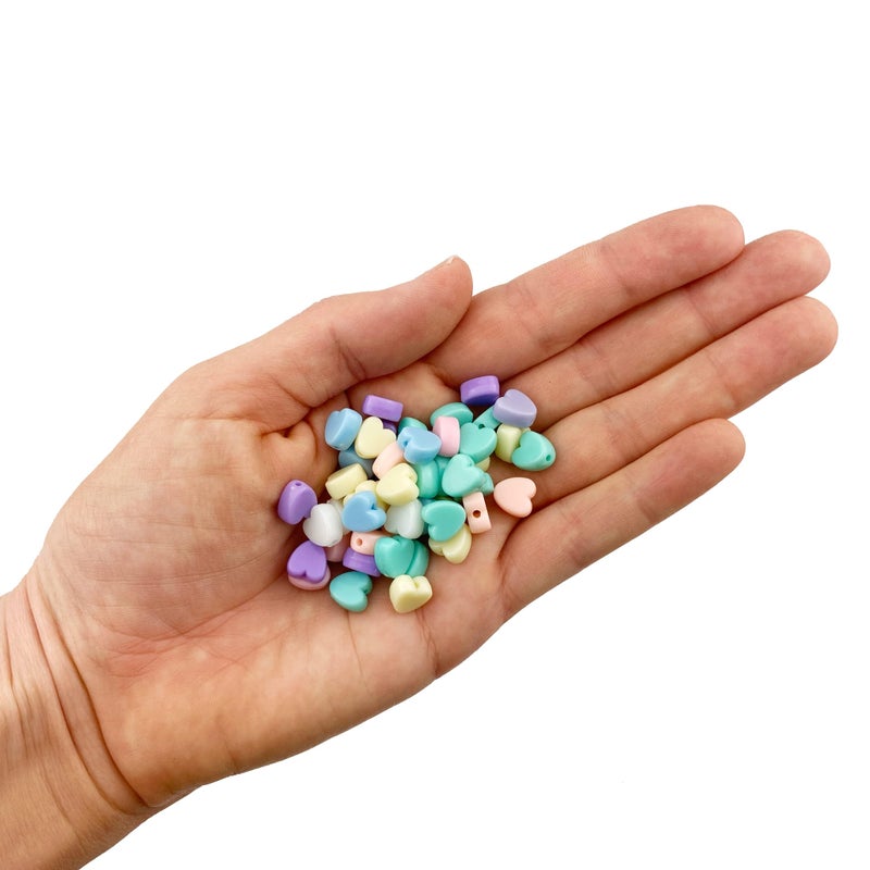 Craft Making Shop 600 Pastel Acrylic Heart Beads Assorted Pastel Colors 8mm or 3/8 Inch Diameter with 1.5mm Hole - Image 2